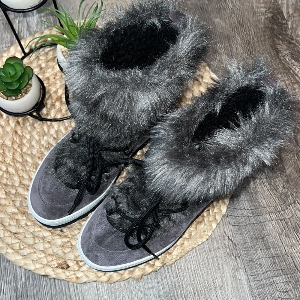 Högl 2-10-1827 Casual Velour Leder Dark Gray Winter Boots Women’s Size US 6.5 - Picture 6 of 7